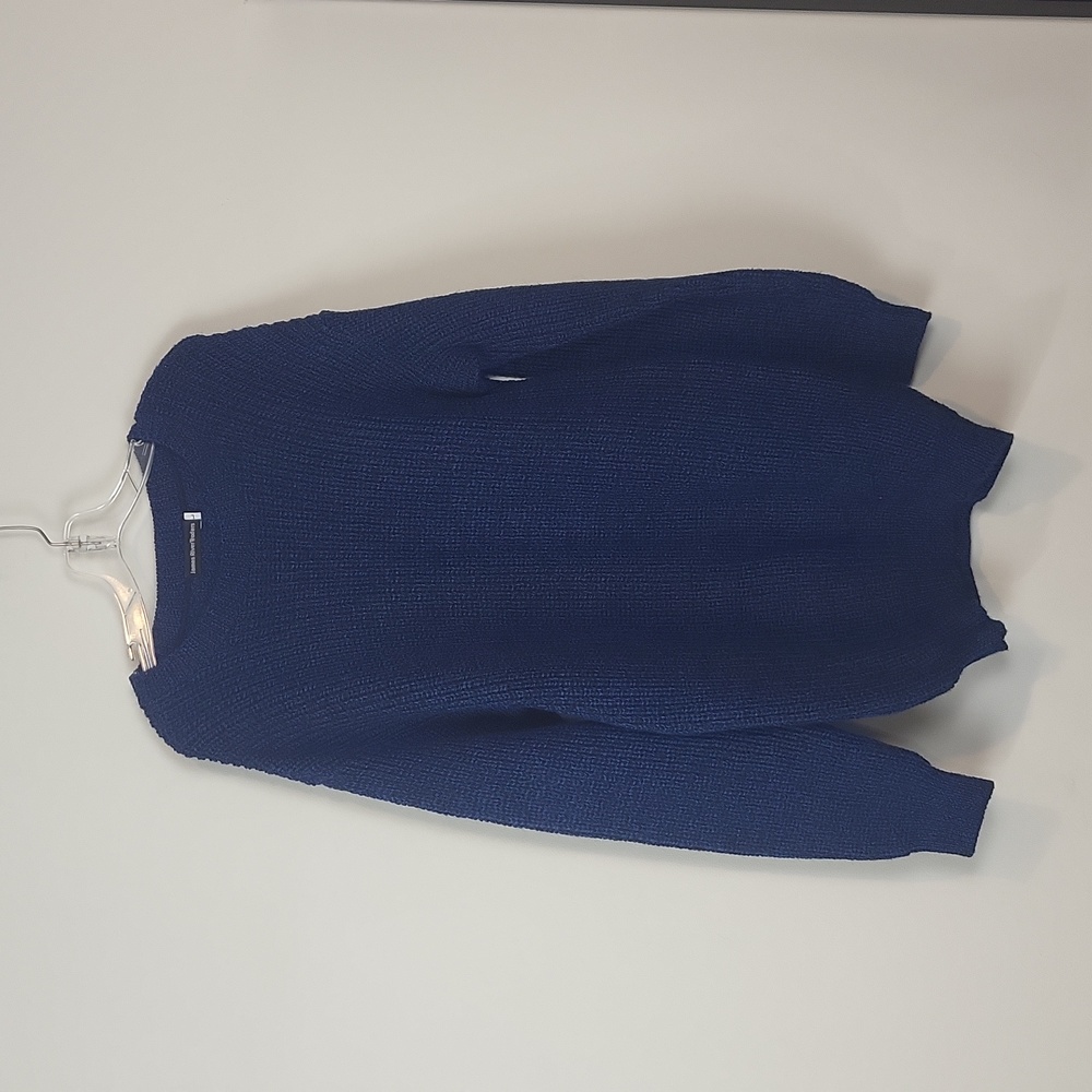 JAMES RIVER TRADERS Vtg Royal Blue Black Unisex Crewneck Knit Tunic Sweater